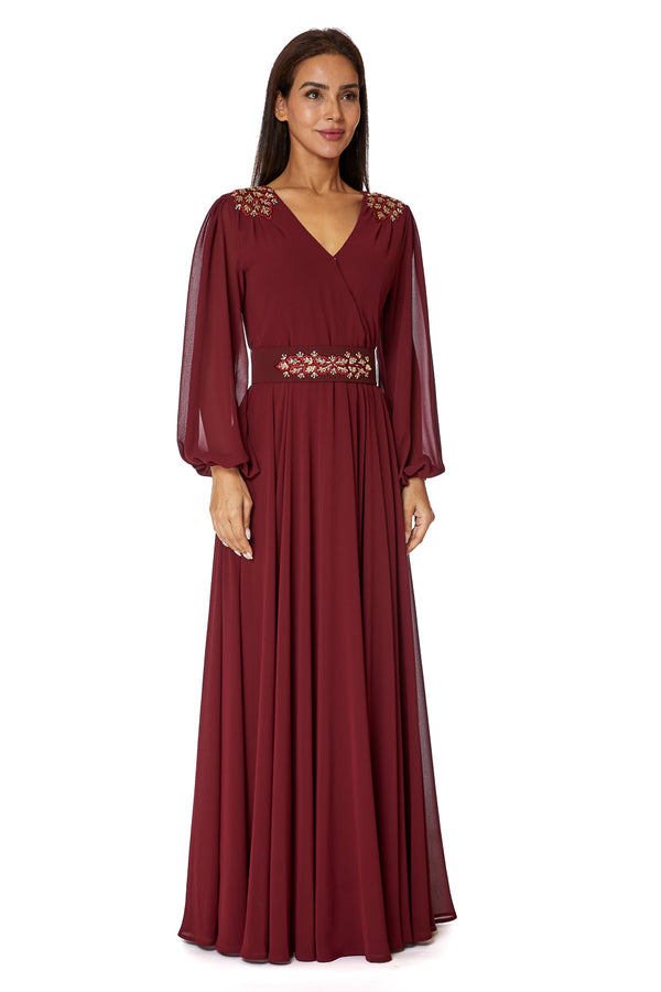 Maroon Women's Dress – ELM D 354 – Product view 1