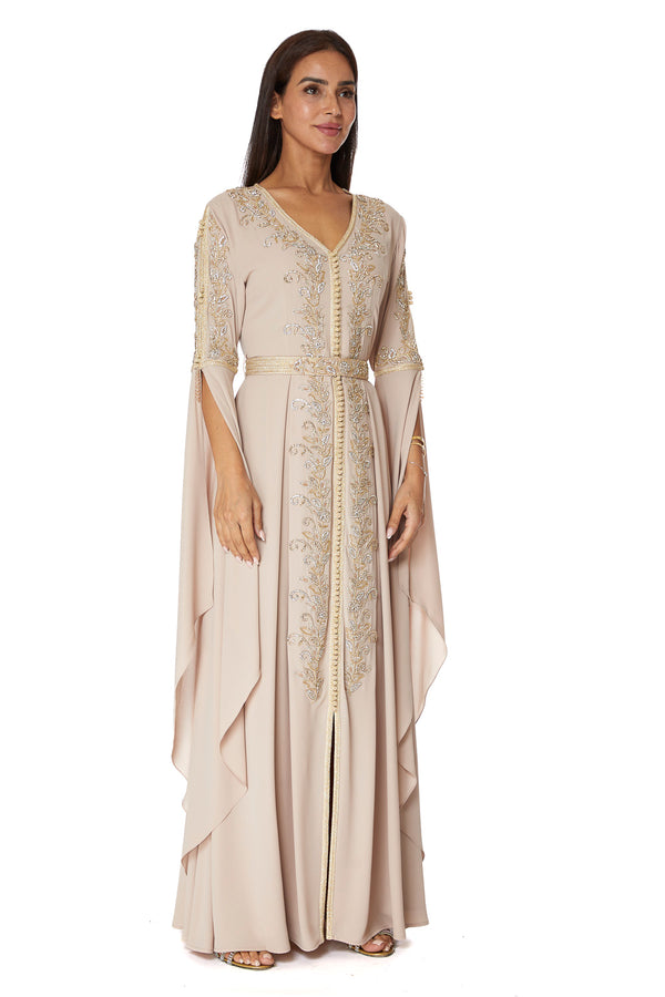 Beige Moroccan Kaftan – ELM M 608 – Product view 1