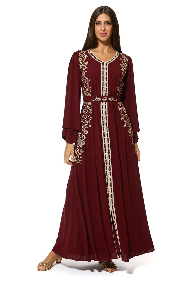Maroon Moroccan Kaftan – ELM M 501 – Product view 1