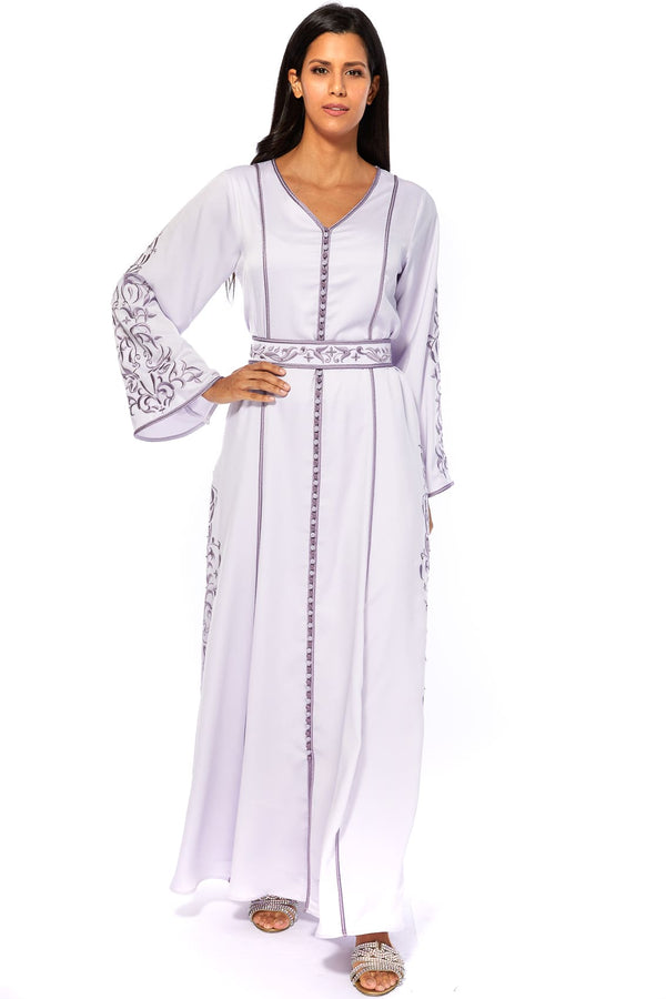 Violet, White Moroccan Kaftan – ELM M 572 – Product view 1