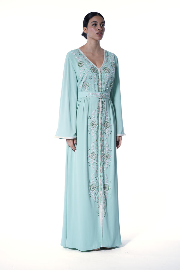 Light Green Moroccan Kaftan – ELM M 618 – Product view 1