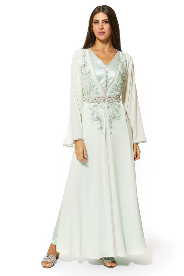 Light Green Moroccan Kaftan – ELM M 483 – Product view 1