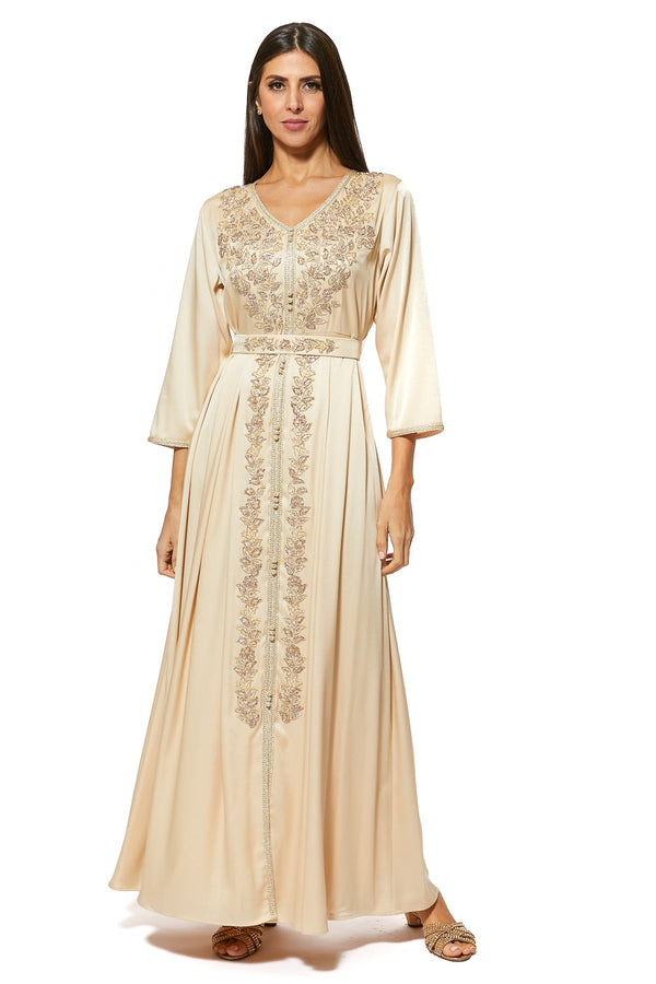 Beige Moroccan Kaftan – ELM M 459 – Product view 1