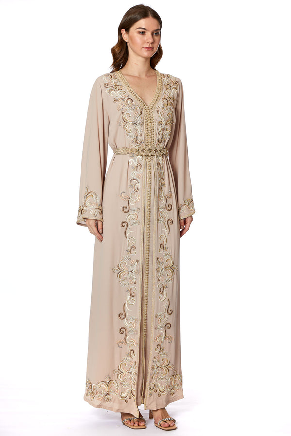 Beige Moroccan Kaftan – ELM M 579 – Product view 1