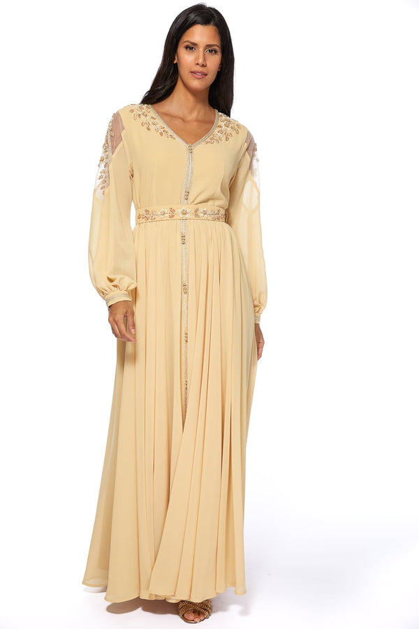 Beige Moroccan Kaftan – ELM M 558 – Product view 1