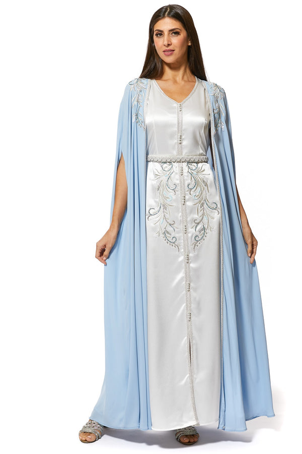 Blue, White Moroccan Kaftan – ELM M 484 – Product view 1