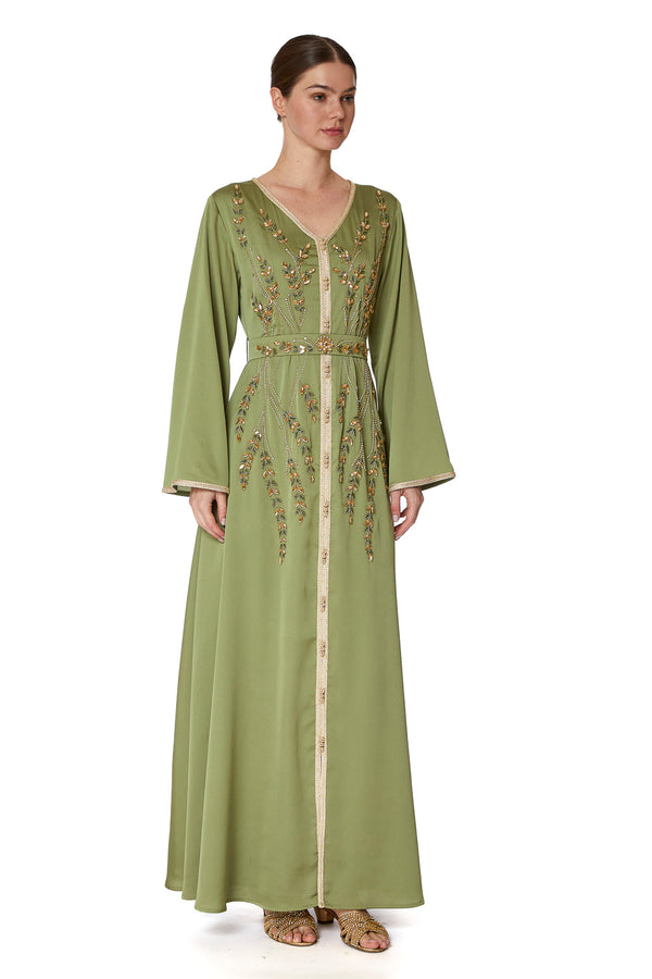 Green Moroccan Kaftan – ELM M 574 – Product view 1