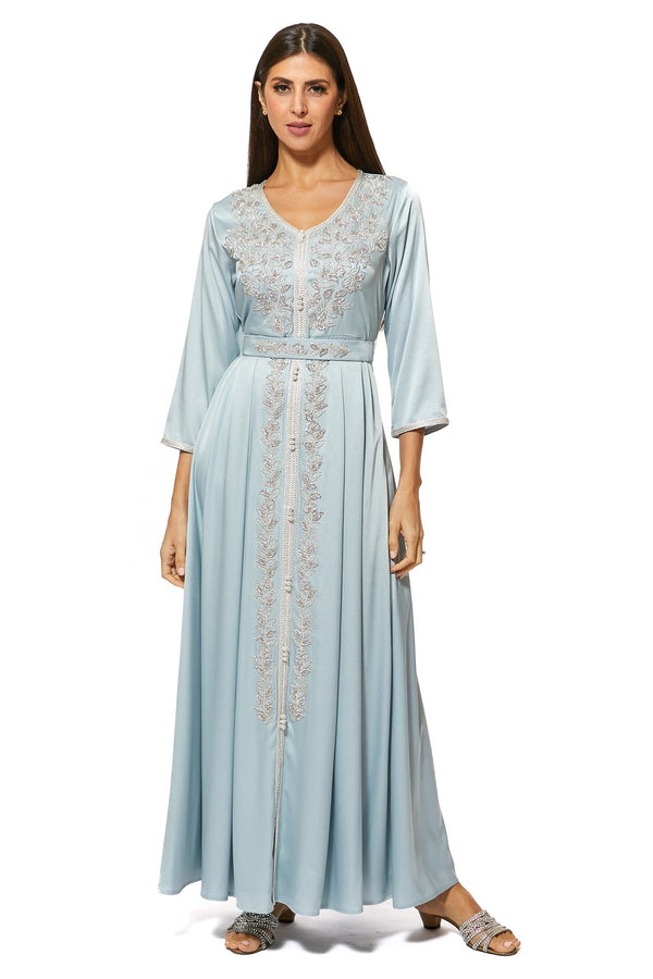 Sky Blue Moroccan Kaftan – ELM M 459 – Product view 1
