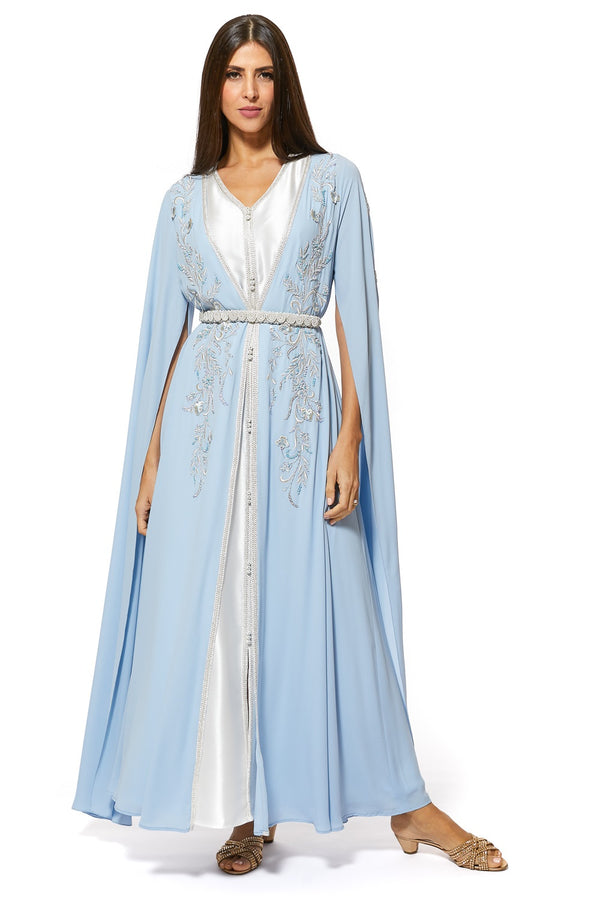 Blue, White Moroccan Kaftan – ELM M 498 – Product view 1