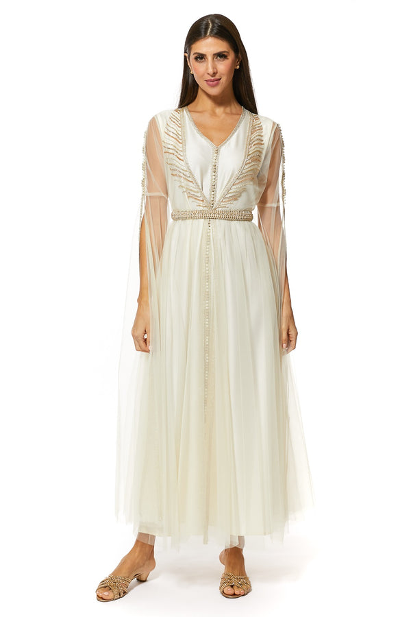 Off White Moroccan Kaftan – ELM M 503 – Product view 1