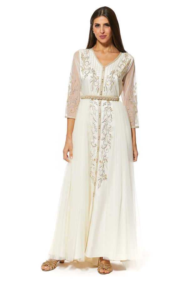 Cream Moroccan Kaftan – ELM M 477 – Product view 1
