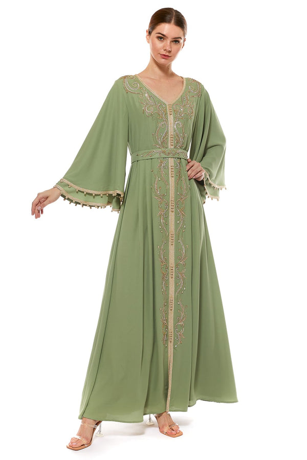 Olive Green Moroccan Kaftan – ELM M 531 – Product view 1