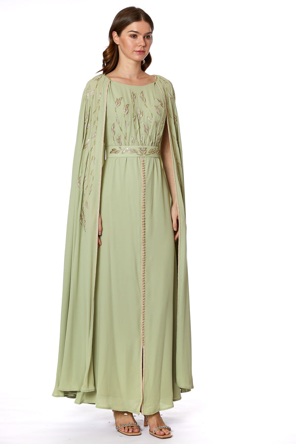 Olive Green Moroccan Kaftan – ELM M 587 – Product view 1