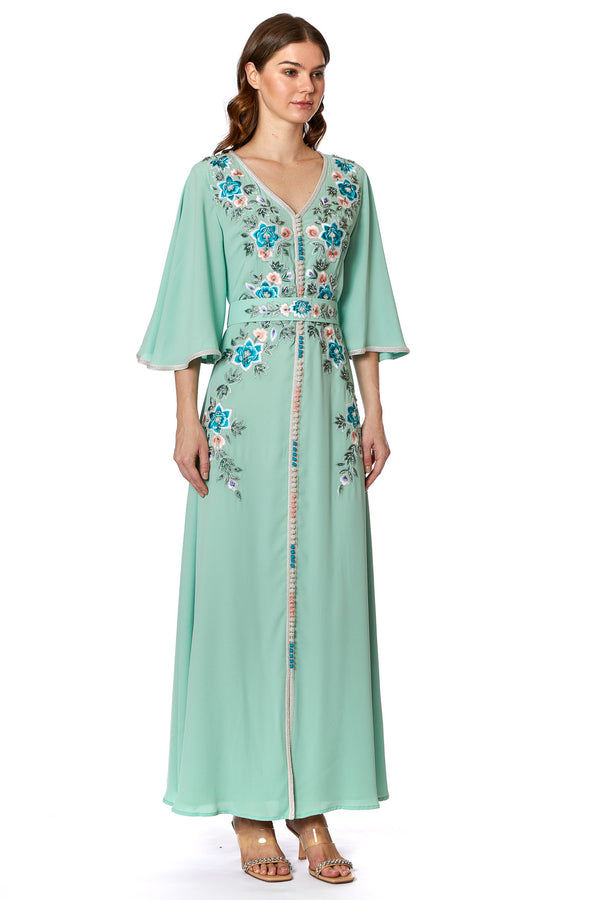 Light Pastel Blue Moroccan Kaftan – ELM M 581 – Product view 1