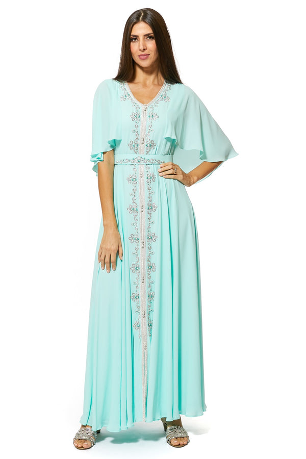 Light Green Moroccan Kaftan – ELM M 504 – Product view 1