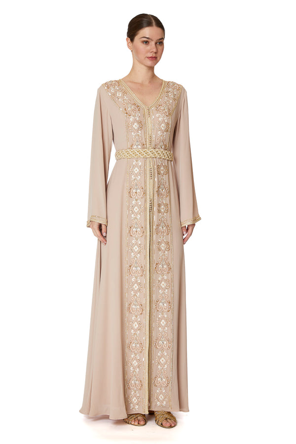 Beige Moroccan Kaftan – ELM M 605 – Product view 1