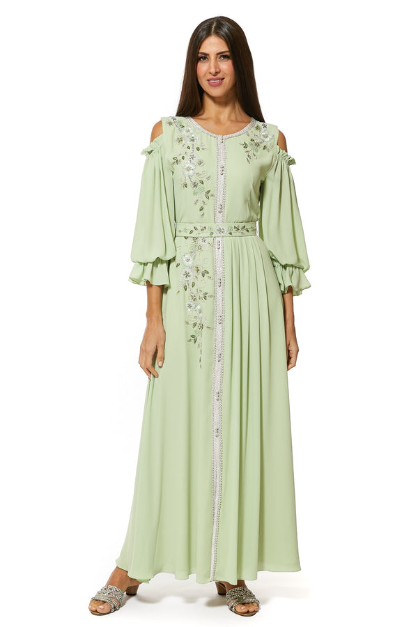 Light Green Moroccan Kaftan – ELM M 500 – Product view 1
