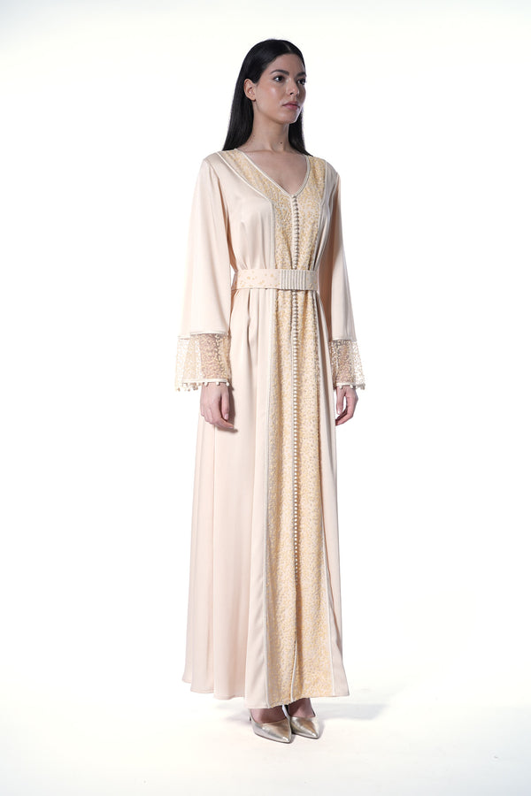 Beige Moroccan Kaftan – ELM M 619 – Product view 1