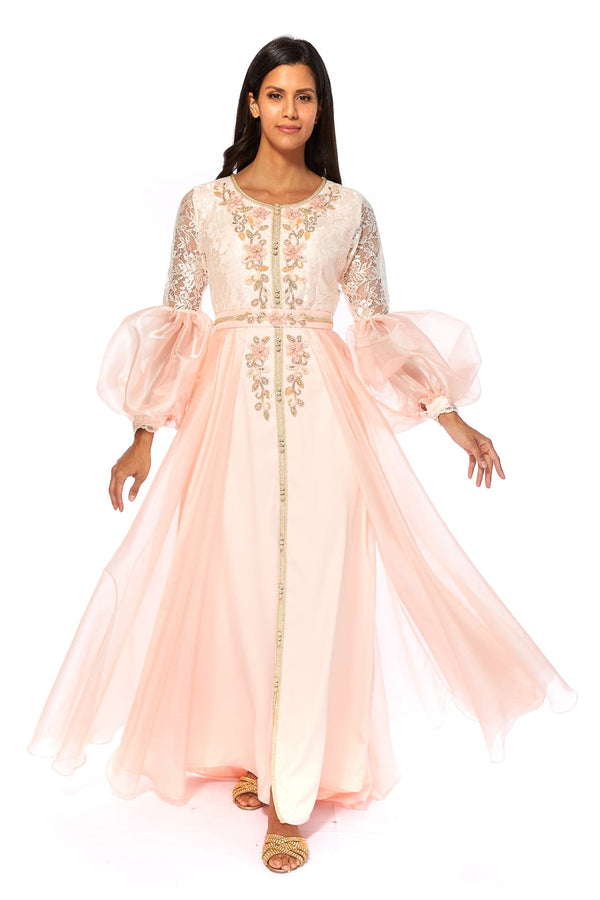 Peach Moroccan Kaftan – ELM M 577 – Product view 1