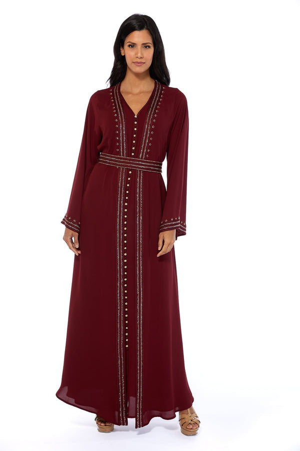 Maroon Moroccan Kaftan – ELM M 565 – Product view 1
