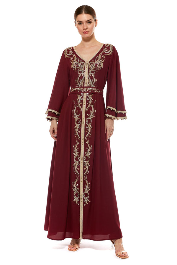 Burgandy Moroccan Kaftan – ELM M 531 – Product view 1