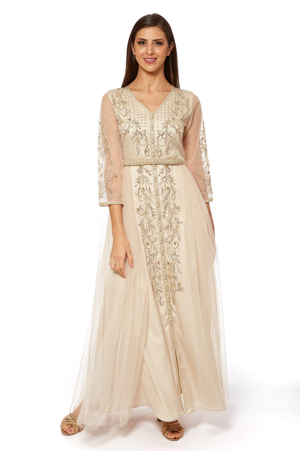 Beige Moroccan Kaftan – ELM M 477 – Product view 1