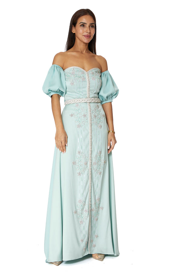 Baby Blue Moroccan Kaftan – ELM M 604 – Product view 1