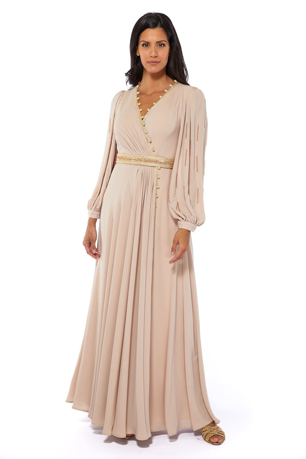 Beige Moroccan Kaftan – ELM M 562 – Product view 1