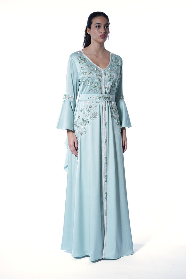 Light Green Moroccan Kaftan – ELM M 616 – Product view 1