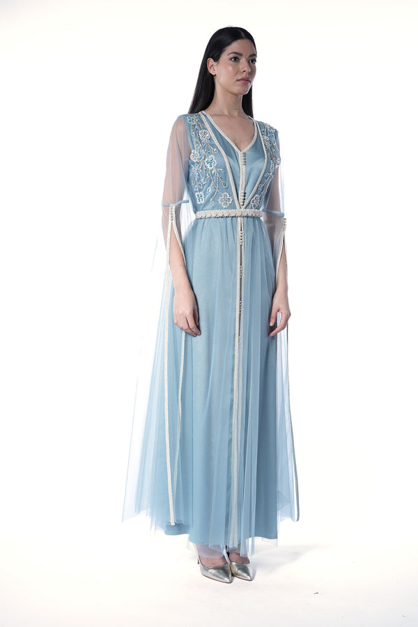 Light Green Moroccan Kaftan – ELM M 617 – Product view 1
