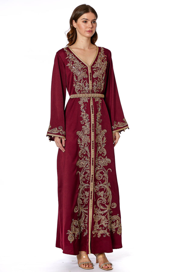 Maroon Moroccan Kaftan – ELM M 578 – Product view 1
