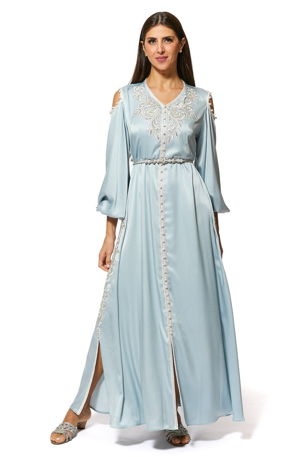 Sky Blue Moroccan Kaftan – ELM M 428 – Product view 1
