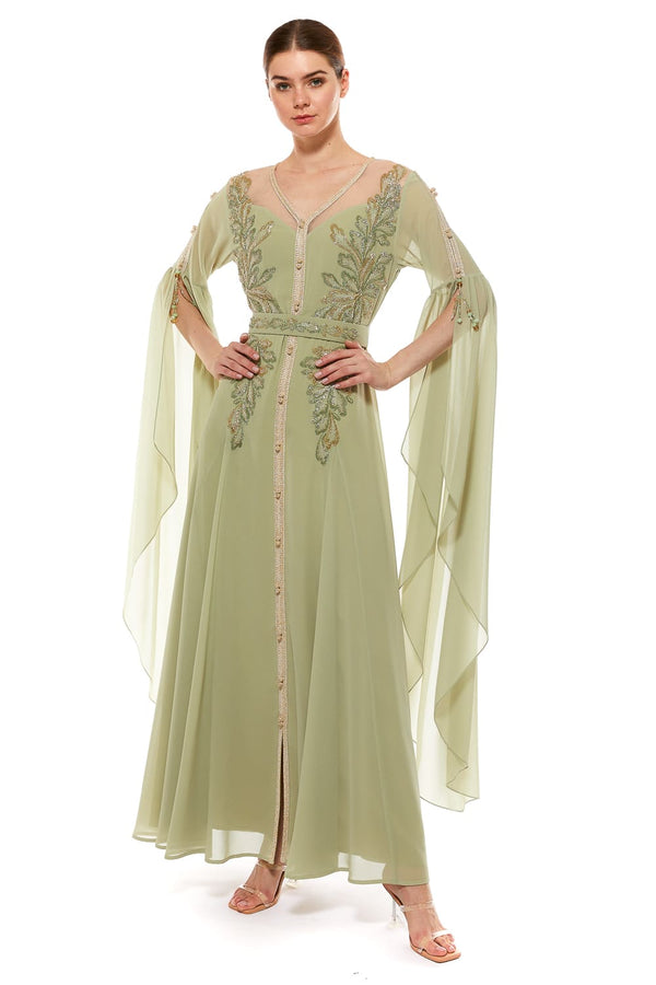 Olive Green Moroccan Kaftan – ELM M 530 – Product view 1