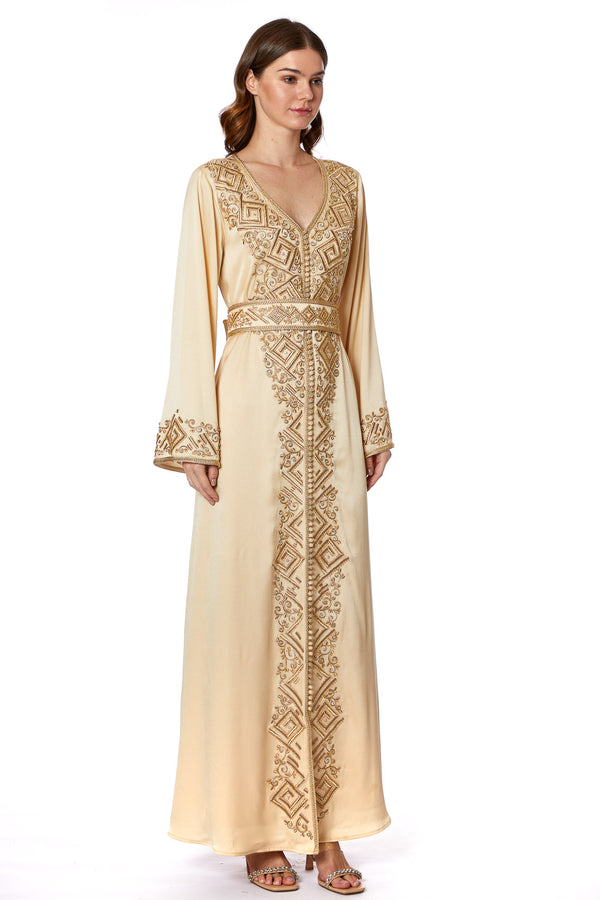 Beige Moroccan Kaftan – ELM M 580 – Product view 1