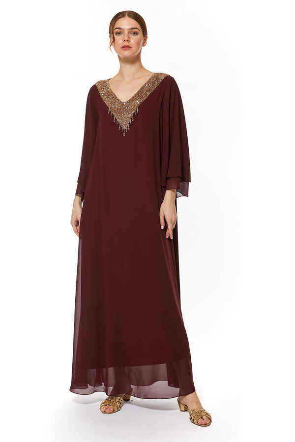Maroon Jalabiya – ELM J 429 – Product view 1