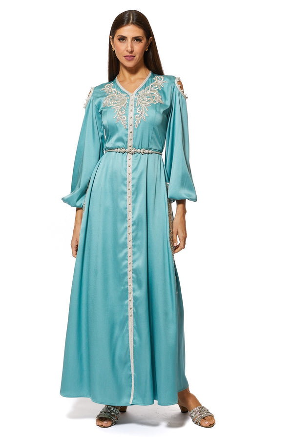 Green Moroccan Kaftan – ELM M 428 – Product view 1