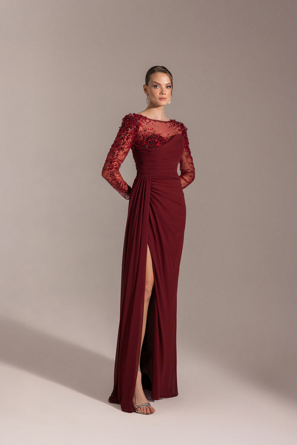Maroon Women's Dress – ELM D 25082 – Product view 1