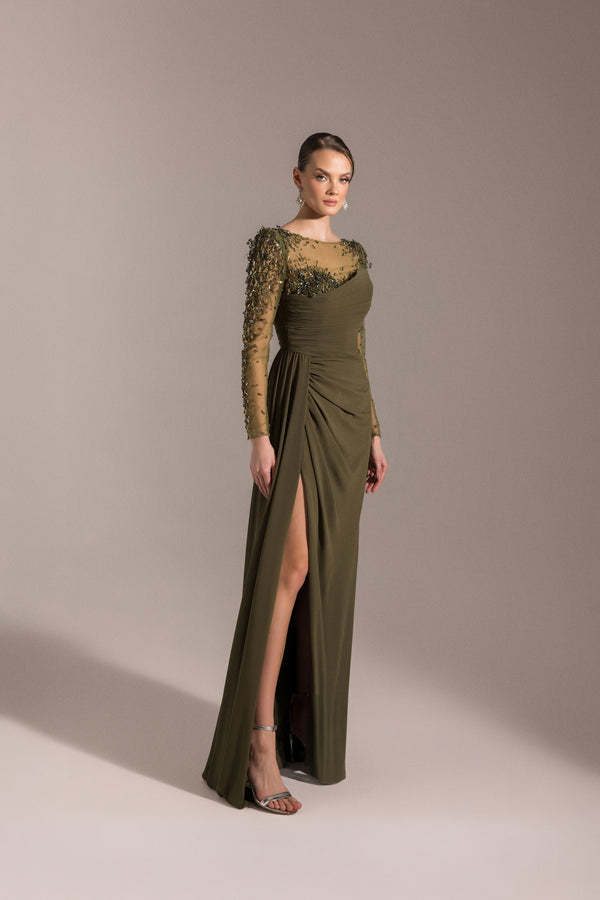 Olive Green Women's Dress – ELM D 25082 – Product view 1