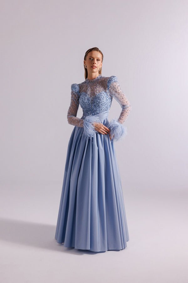 Light Pastel Blue Women's Dress – ELM D 25100 – Product view 1
