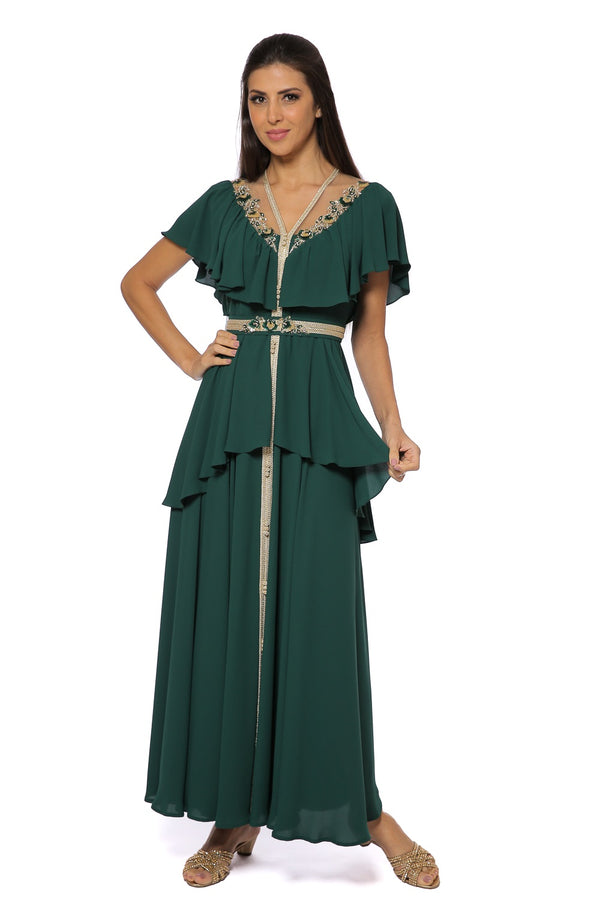Dark Green Moroccan Kaftan – ELM M 485 – Product view 1