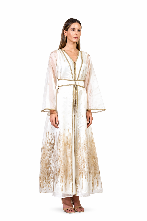 Off White, Gold Moroccan Kaftan – ELM M 665 – Product view 1