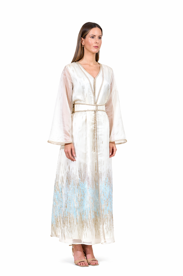 Off White, Blue Moroccan Kaftan – ELM M 665 – Product view 1