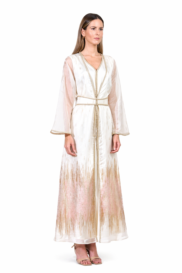Off White, Peach Moroccan Kaftan – ELM M 665 – Product view 1