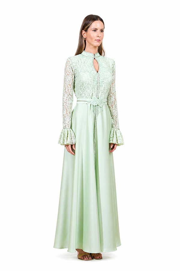Mint Green Moroccan Kaftan – ELM M 655 – Product view 1