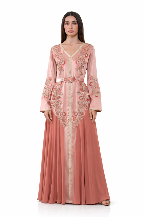 Peach Moroccan Kaftan – ELM M 639 – Product view 1