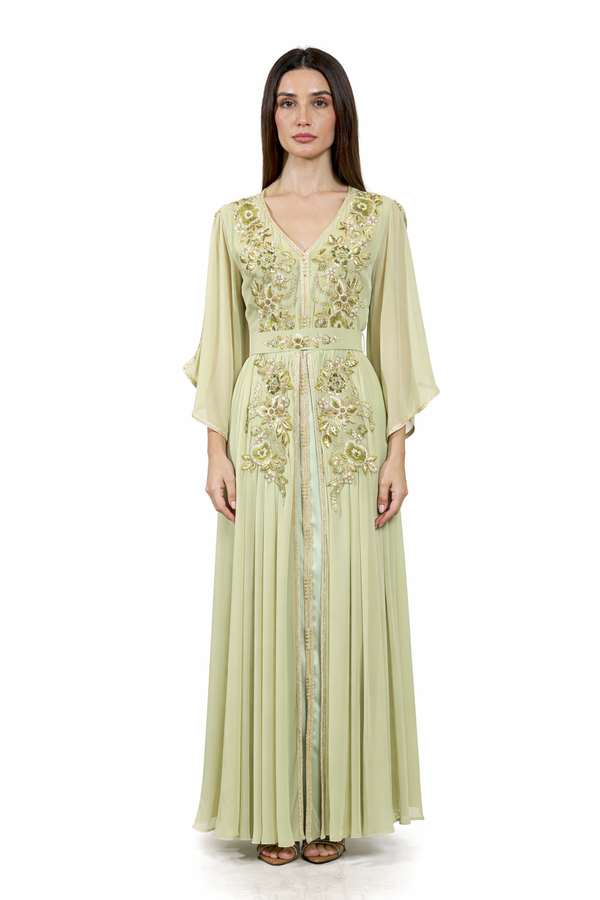Olive Green Moroccan Kaftan – ELM M 643 – Product view 1