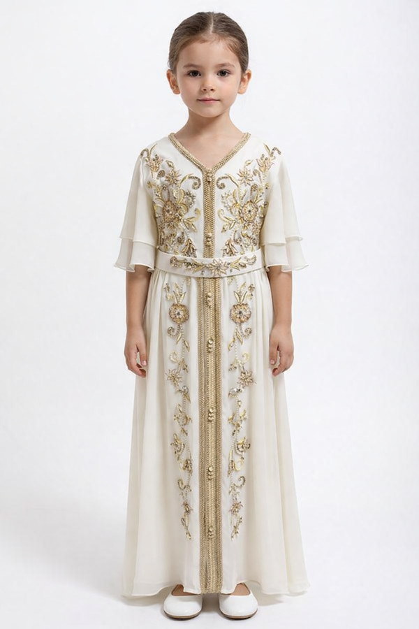 Cream Girls' Dress – ELM-KM 14 – Product view 1