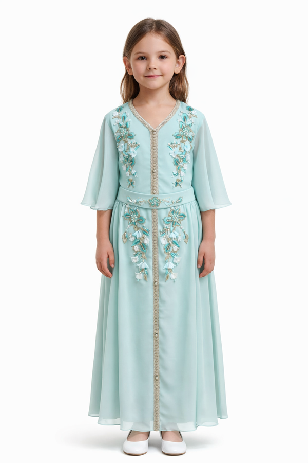 Light Green Girls' Dress – ELM-KM 17 – Product view 1