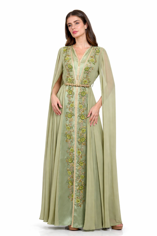 Green Moroccan Kaftan – ELM M 650 – Product view 1