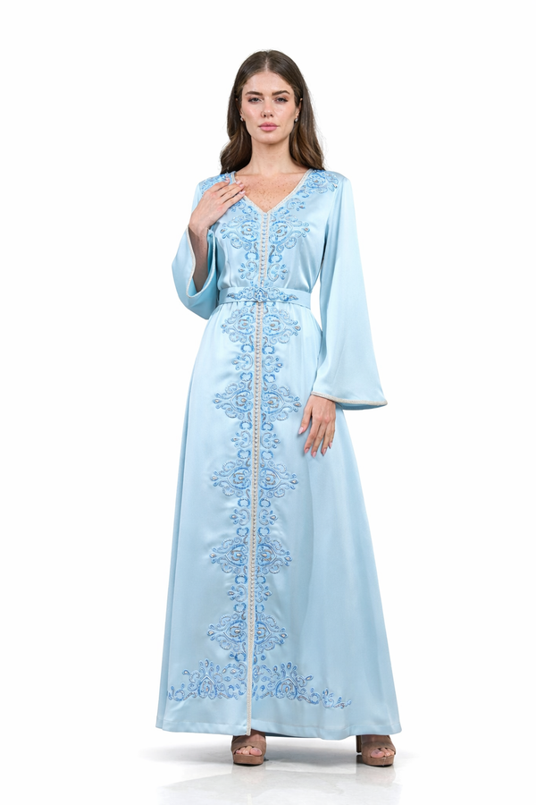 Sky Blue Moroccan Kaftan – ELM M 652 – Product view 1